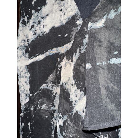 RELIGION LONDON | Black Tie Dye Ruffle V Neck Dress | UK Size Medium / 12  / 40 - Picture 5 of 5